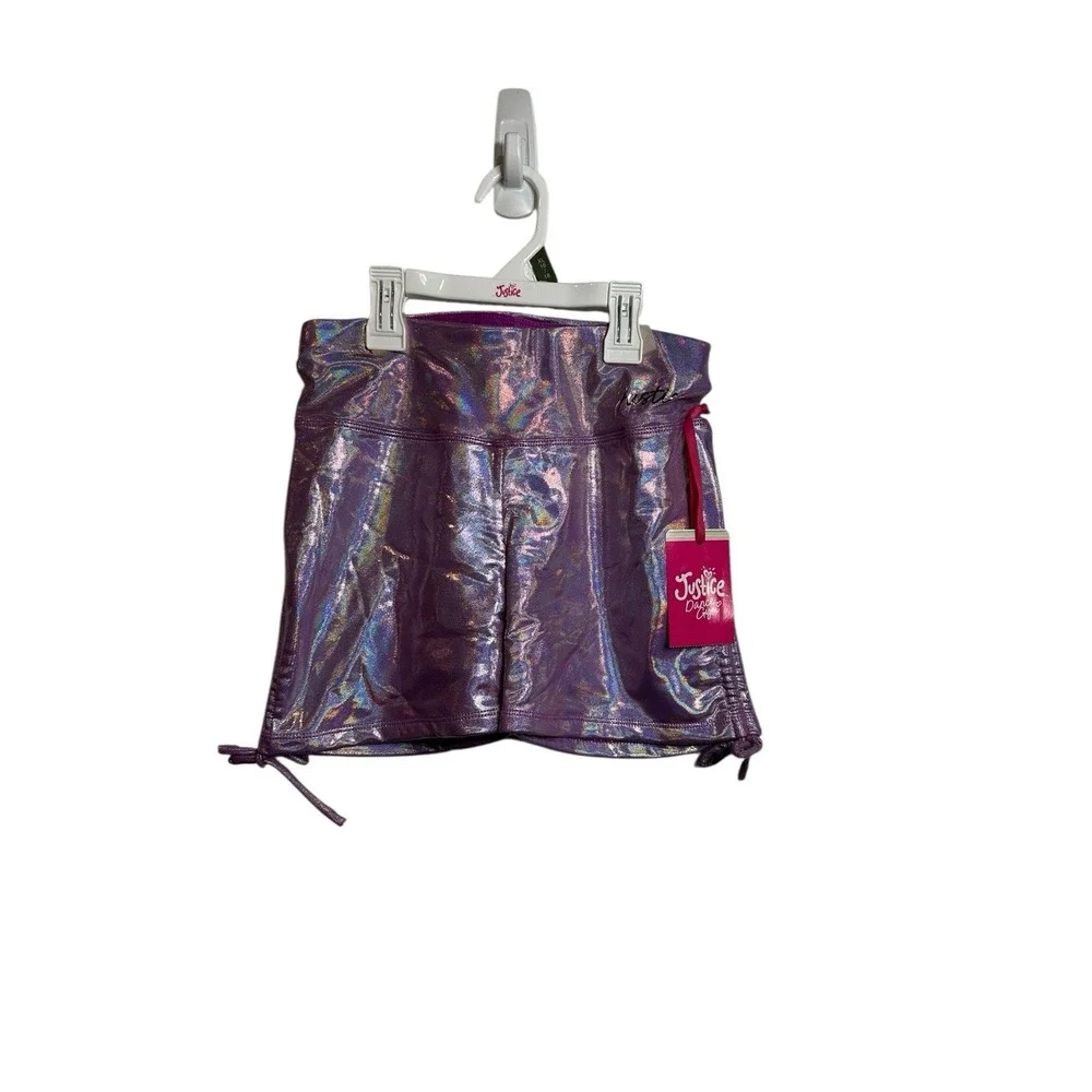 justice‎ girls purple shiny glitter purple dance gym shorts size XL 16 18